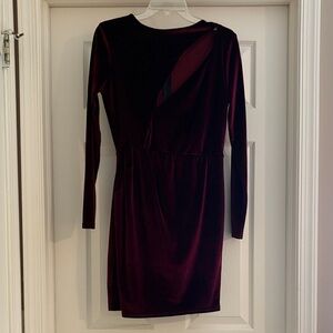 Missguided Burgundy Asymmetrical Velvet Dress